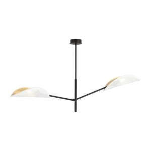Czarna lampa sufitowa z biało złotymi kloszami z metalowej siatki Emibig 1159/2 Vene 2xE14