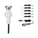 Gotowy zestaw przedłużąjący Plug & Shine MicroPen II 5x0,2W 3000K IP67 24V zestaw dodatkowy srebrny / stal Paulmann PL93694