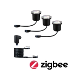 Gotowy zestaw kompletny Plug & Shine Floor SH Zigbee RGBW 3x3.6W IP65 24V srebrny / metal Paulmann PL94275
