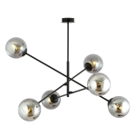 Czarna lampa nowoczesna sufitowa z grafitowymi kloszami kulami Emibig 1167/6 Linear 6xE14