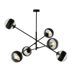 Czarna lampa wisząca z kloszami kulami Emibig 1168/6 Linear 6xE14