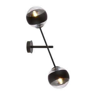 Czarna lampa ścienna nowoczesny kinkiet z kloszami kulami Emibig 1168/K2 Linear 2xE14