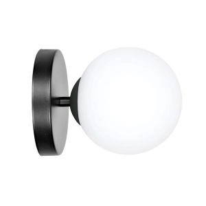 Czarna lampa ścienna kinkiet z białym kloszem kulą Emibig 1024/K1 Halldor E14