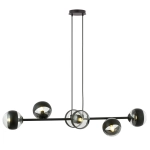 Czarna lampa sufitowa listwa z transparentnymi kloszami kulami Emibig 1229/6 Rossi 6xE14 110cm