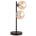 Czarna lampa stołowa z dwoma bursztynowymi kloszami kulami Emibig 879/LN2 Rossi 2xE14 38cm