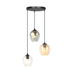 Czarna lampa wisząca z kloszem transparentnym dymnym i bursztynowym Emibig 682/3PREM Istar Premium Mix 3xE27 40cm