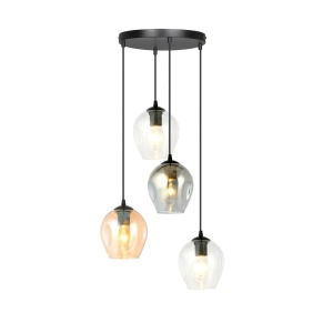 Czarna lampa wisząca z kloszem transparentnym dymnym i bursztynowym Emibig 682/4PREM Istar Premium Mix 4xE27 40cm