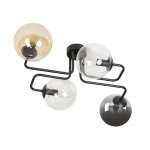 Czarna lampa sufitowa z kloszami transparentnymi dymnym i bursztynowym Emibig 843/4M1 Brendi Mix 4xE14 55cm