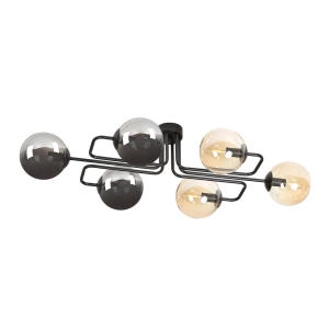 Czarna lampa sufitowa z kloszami dymnymi i bursztynowymi Emibig 834/6A2 Brendi A Mix 6xE14 93cm