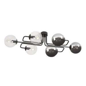Czarna lampa sufitowa z kloszami dymnymi i transparentnymi Emibig 834/6A3 Brendi A Mix 6xE14 93cm