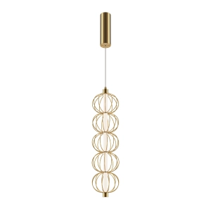 Złota pionowa lampa wisząca kule obręcze Maytoni MOD216PL-L10G3K Golden Cage LED 17W 3000K