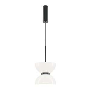 Czarna pojedyncza lampa wisząca z białym kloszem Maytoni MOD178PL-L11B3K Kyoto G9 22cm