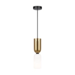 Czarno złota lampa wisząca z białym kloszem Maytoni MOD177PL-01G Memory E14 8cm