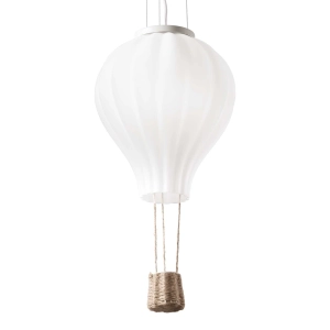 Duża lampa wisząca szklany biały balon z plecionym koszem Ideal Lux 261195 Dream big sp1 d42 E27