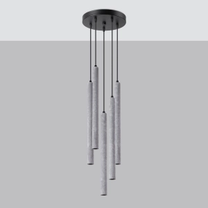 Lampa wisząca pięć wąskich długich tub Sollux Lighting SL.1275 Persian Indigo PASTELO 5P beton 5xG9