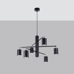 Żyrandol wiszący stalowy z sześcioma kloszami okrągłymi tubami Sollux Lighting SL.1207 Bittersweet Shimmer LEMMI 6 czarny 6xGU10