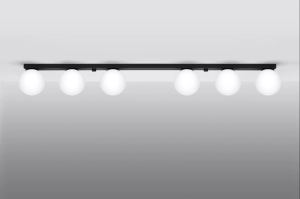 Plafon sufitowy sześć szklanych kloszy kul na listwie Sollux Lighting SL.1155 YOLI 6 czarny 6xG9