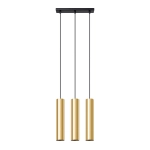 Lampa wisząca trzy długie wąskie tuby na listwie Sollux Lighting SL.1201 Ocean Green LAGOS 3 złoty połysk 3xGU10