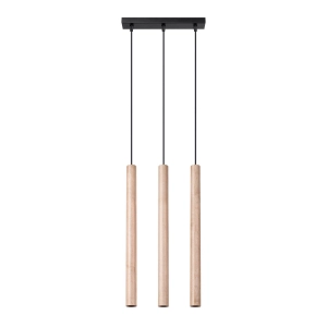 Lampa wisząca trzy drewniane klosze wąskie długie tuby na listwie Sollux Lighting SL.1267 Peach Puff PASTELO 3L drewno 3xG9
