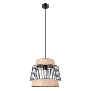 Lampa wisząca ze stalowym kloszem klatką owiniętym sznurem Sollux Lighting SL.1253 Powder Blue BRILO 1xE27