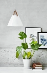 Lampa Wisząca Klosz Szklany Stożek Nordlux 84313001 Strap 27 E27 27cm x 334cm opal biały skórzany pasek