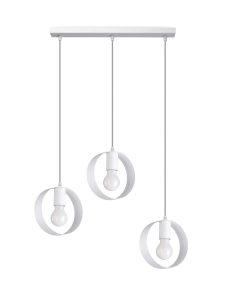 Lampa wisząca stalowa z trzema kloszami w formie koła na listwie Sollux Lighting SL.1138 TITRAN 3 biała 3xE27
