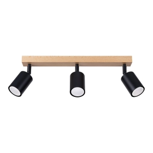 Lampa sufitowa plafon trzy oprawy stalowe regulowane na listwie drewnianej Sollux Lighting SL.1293 Peach Puff VERDO 3L czarny 3xGU10