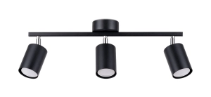 Plafon sufitowy trzy oprawy stalowe regulowane na listwie Sollux Lighting SL.1128 LEMMI 3 czarny 3xGU10
