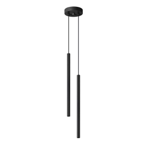 Lampa wisząca dwie długie wąskie tuby stalowe Sollux Lighting SL.1304 Ocean Green PASTELO 2 czarna 2xG9