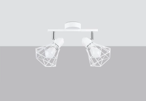 Plafon w stylu loftowym dwa stalowe regulowane ażurowe druciane klosze na listwie Sollux Lighting SL.1103 ARTEMIS 2 biały 2xE14