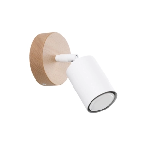 Kinkiet ścienny regulowany podstawa drewniana Sollux Lighting SL.1285 Peach Puff VERDO biały 1xGU10