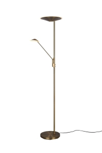 Lampa podłogowa z ramieniem do czytania mosiądz antyczny Trio Lighting 425610204 Brantford LED 6,5W+30W 2700K+3200K+4000K