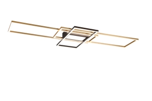 Lampa sufitowa designerska trzy prostokąty mosiądz/ matowy czarny Trio Lighting 620010408 Irvine LED 60W 3000K-6500K