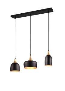 Lampa wisząca loftowa z trzema metalowymi kloszami o różnych kształtach czarny mat Trio Lighting 310500332 Chiraz 3xE14