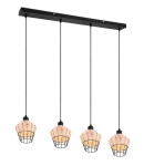Lampa wisząca w stylu boho cztery klosze z metalu i splotu rattanowego RL R31264036 Borka 4xE27