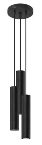 Czarna lampa wisząca trzy metalowe walce na okrągłej rozecie Sollux Lighting SL.1079 Lagos 3xGU10