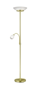 Lampa stojąca podłogowa z dwoma kloszami elastyczne ramie do czytania mosiądz mat RL R40063108 Gerry 2xE27+1xE14