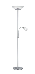 Lampa stojąca podłogowa z dwoma kloszami elastyczne ramie do czytania nikiel mat RL R40063107 Gerry 2xE27+1xE14