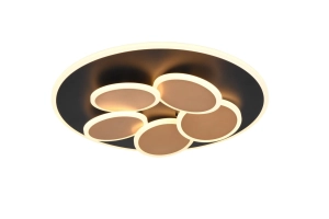 Lampa sufitowa okrągła nowoczesna z timerem i funkcją lampki nocnej czarno-złota Trio Lighting  653210680 Mandala LED 35W 2700 - 6500K