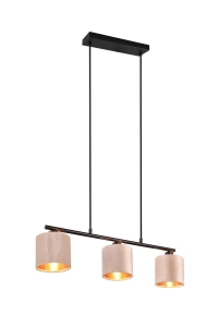 Lampa wisząca elegancka trzy owalne klosze z tkaniny na listwie beż Trio Lighting 319000344 Julieta 3xE14