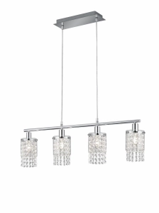 Lampa wisząca z czterema kloszami z błyszczącymi akrylowymi zawieszkami chrom RL R30764006 Posh 4xE14