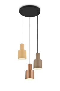 Lampa wisząca z trzema kolorowymi metalowymi kloszami Trio Lighting 319430317 Agudo 3xE27