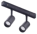 Czarny podwójny reflektor tubka 3cm na szynoprzewód magnetyczny Alfa Azzardo AZ4592 Nikki LED 2x3W 3000K 700LM 30stopni