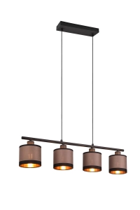 Lampa wisząca z czterema cylindrycznymi kloszami ciemnoszarymi z tkaniny RL R31554041 Davos 4xE14