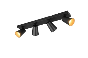 Listwa sufitowa z czterema reflektorami czarny mat Trio Lighting 817100432 Sharp 4xGU10 64cm