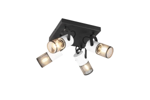 Reflektory sufitowe cztery regulowane lampy na kwadratowej podstawie Trio Lighting 804300434 Tosh 4xE14