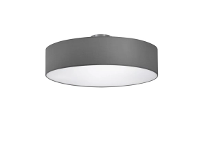Plafon sufitowy okrągły z tekstylnym popielatym kloszem Trio Lighting 603900311 Hotel 3xE27 50cm