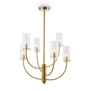 Mosiężny żyrandol sufitowy z szklanymi kloszami Maytoni MOD223PL-06BS Arco 6xG9 61cm
