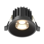 Czarna wklęsła okrągła lampa podtynkowa Maytoni DL058-12W3K-B Round LED 12W 3000K 8cm