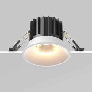 Biała wklęsła okrągła lampa podtynkowa Maytoni DL058-12W3K-W Round LED 12W 3000K 8cm